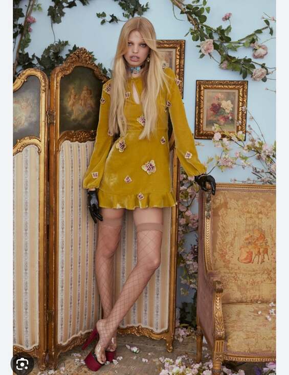 For Love & Lemons Dresses & Skirts - NEW For Love & Lemons Velvet Butterfly Mini Dress w/ Tags Metallic Dresses med